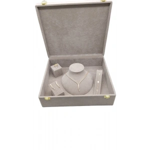 Yeni Keten Kumaş Krem Renk 35/30/10 cm Takı Sergileme Saklama Kutusu
