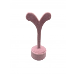 Süet Kumas Pembe Renk 12 Cm Küpe Sergileme Aksesuar