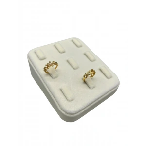 Süet Kumaş Krem Renk 12/11 cm Çoklu Tırnaklı Yüzük Sergileme Aksesuar