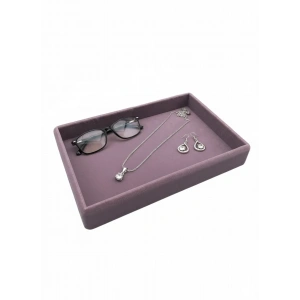 Küçük Boy Süet Kumaş Lila Renk 22/14 cm Servis Tablası