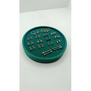 Silindir Model Süet Kumaş 20/20 cm Batırmalı Yeşil Küpe-Piercing Tablası