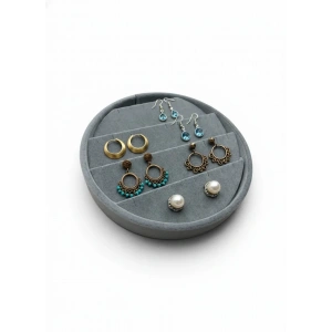 Silindir Model Süet Kumaş 20/20 cm Gri Küpe-Piercing Tablası