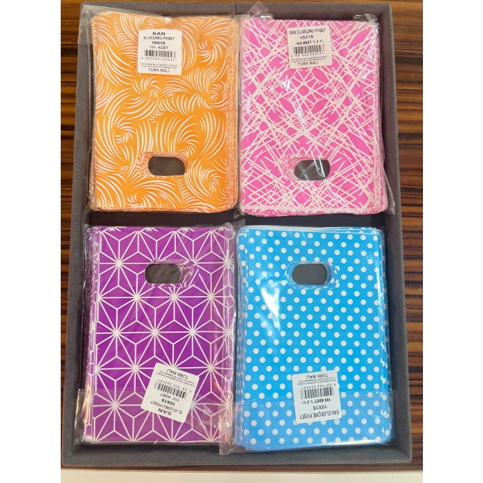 Desenli Metalize Jelatin Poşet 10x15 cm 4 Paket 100LÜ