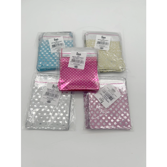 Desenli Metalize Jelatin Poşet 7x9 cm 1 Paket 100LÜ