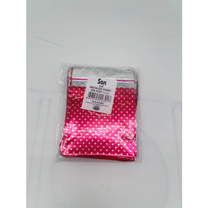 Desenli Metalize Jelatin Poşet 7x9 cm 1 Paket 100LÜ