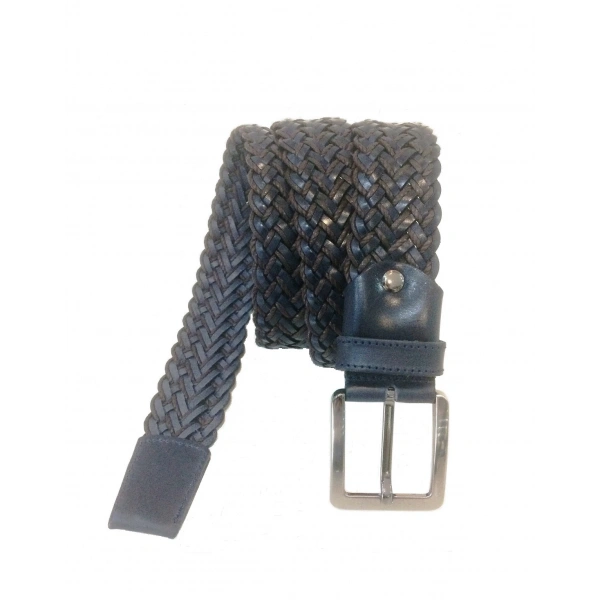 Doka Hakiki Deri Örgü Spor Kemer Lacivert