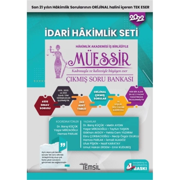2021 Müessir Çıkmış Soru Bankası İdari Hakimlik Se