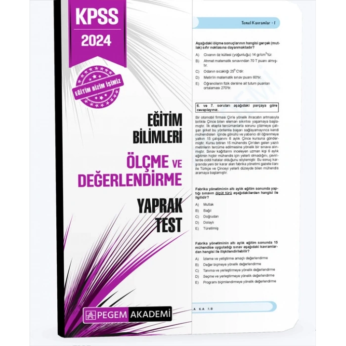2024 KPSS Eğitim Bilimleri Ölçme ve Değerlendirme Yaprak Test