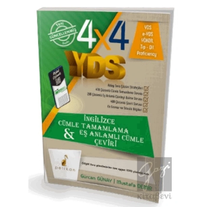 4x4 YDS Seti 1. Kitap Cümle Tamamlama, Çeviri ve Eş Anlamlı Cümle