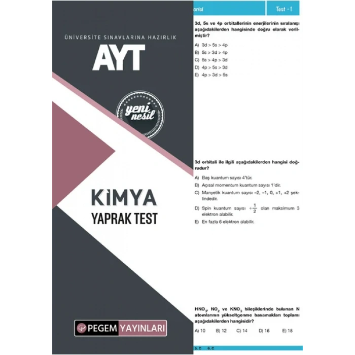 AYT KİMYA YAPRAK TEST