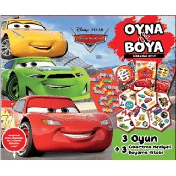 Disney Arabalar Oyna ve Boya Kutulu Set