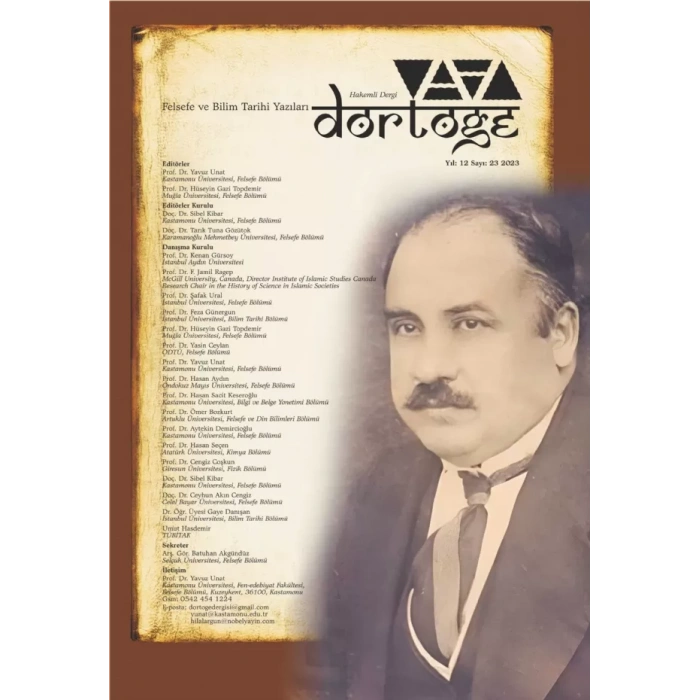 Dörtöğe Felsefe ve Bilim Tarihi Yazıları Hakemli Dergi Yıl:12 Sayı:23