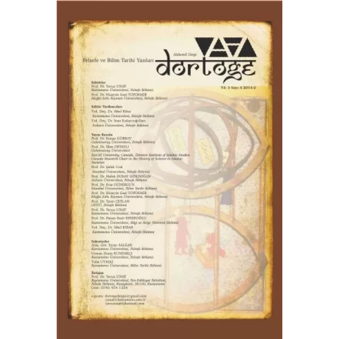 Dörtöğe Felsefe ve Bilim Tarihi Yazıları Hakemli Dergi Yıl: 3 Sayı: 6