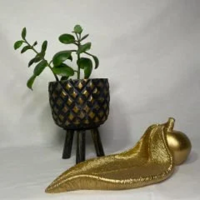 Gold Elma ve Yaprak Temalı Tabak