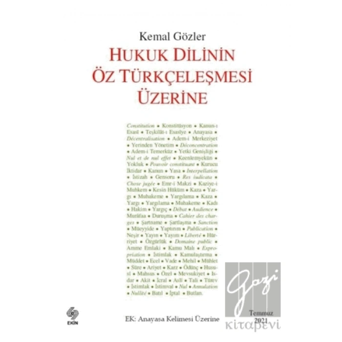 Hukuk Dilinin Öz Türkçeleşmesi Üzerine