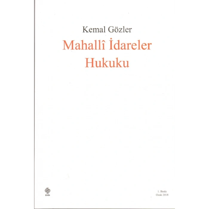 Mahalli İdareler Hukuku Kemal Gözler