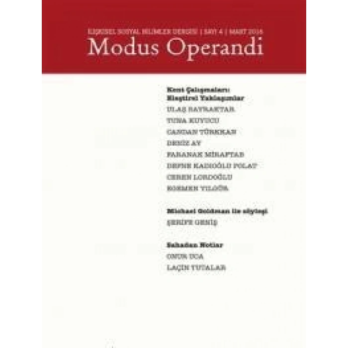 Modus Operandi İlişkisel Sosyal Bilimler Dergisi Sayı : 4 / Mart -  2016