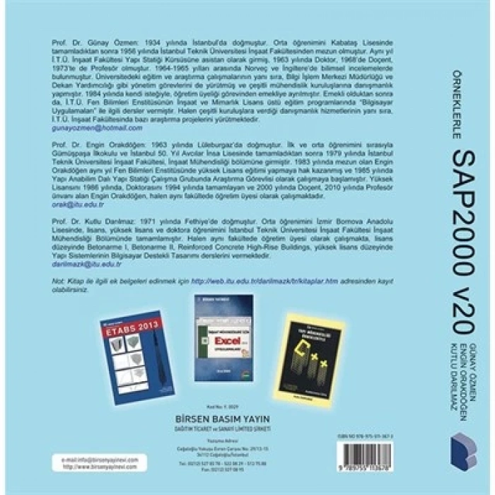 Örneklerle SAP2000 v20 / Günay Özmen, Engin Orakdöğen, Kutlu Darılmaz