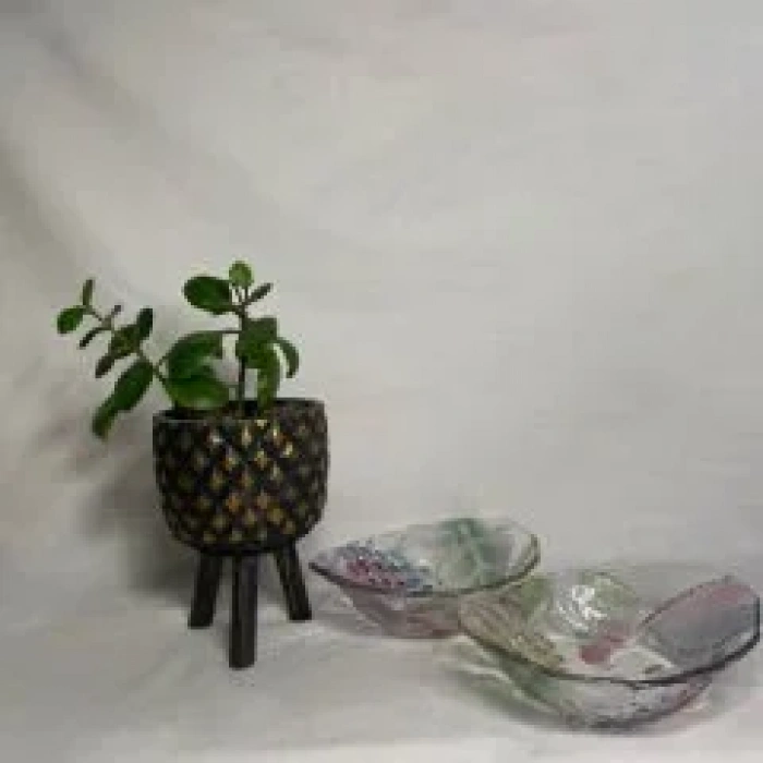 Renkli Desenli 2li Tabak Vintage