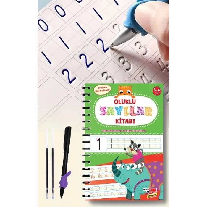 Sayıları Yazmayı Kolayca Öğreten Kitap | Sihirli Uçan Kalemli Oluklu (kabartmalı) Sayılar Kitabı