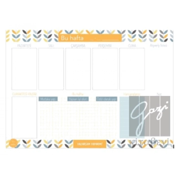 Süresiz Haftalık Planlayıcı -Yaprak Desenli