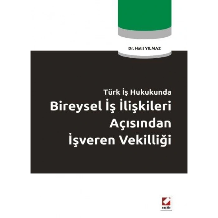 Türk İş HukukundaBireysel İş İlişkileri Açısından İşveren Vekilliği
