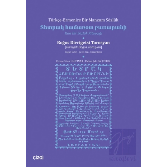 Türkçe-Ermenice Bir Manzum Sözlük Kısa Bir Sözlük Kitapçığı