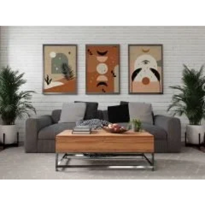 Turuncu Temalı 3lü Çerçevesiz Poster