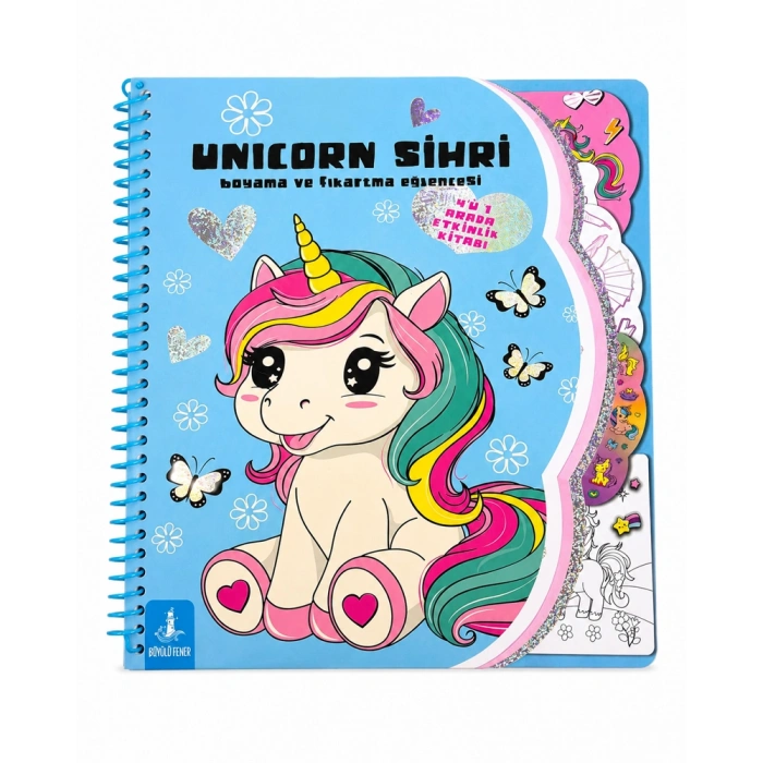 Unicorn Sihri Boyama ve Çıkartma Eğlencesi (Spiralli)