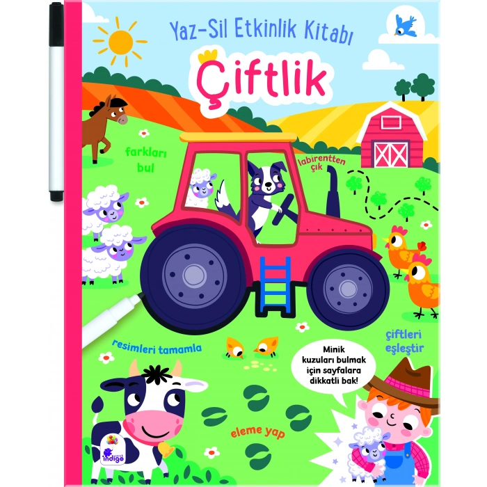 Yaz-Sil Etkinlik Kitabı – Çiftlik (Kalemli)