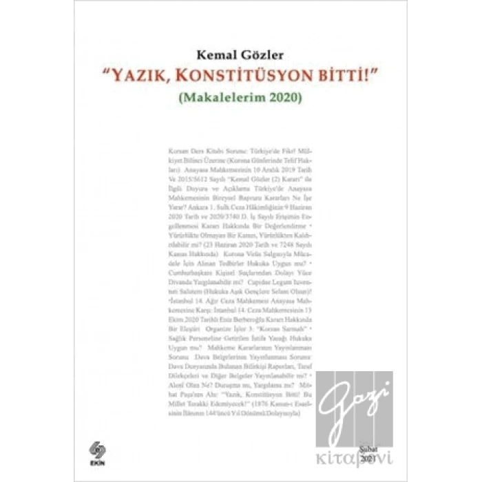 Yazık Konstitüsyon Bitti (Makalelerim 2020)