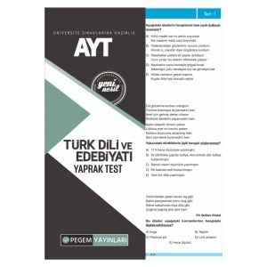AYT EDEBİYAT YAPRAK TEST