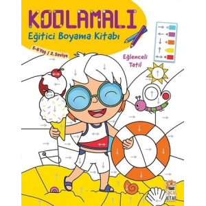 Kodlamalı Eğitici Boyama Kitabı - Eğlenceli Tatil (5- 6 Yaş 2. Seviye)