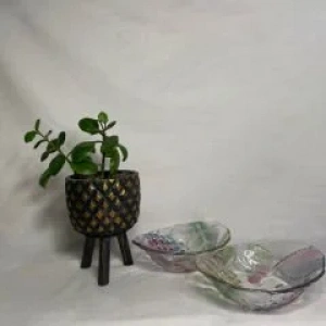 Renkli Desenli 2li Tabak Vintage