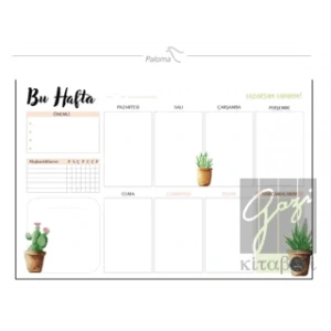 Süresiz Haftalık Planlayıcı - Kaktüs Desenli