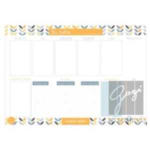 Süresiz Haftalık Planlayıcı -Yaprak Desenli