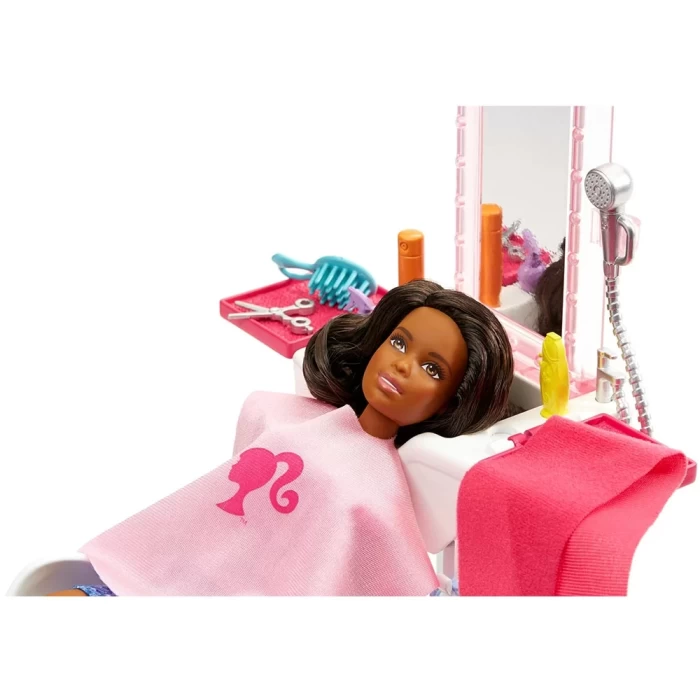 Barbie Bebek Ve Güzellik Salonu Oyun Seti Fjb37