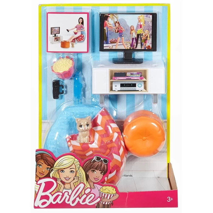 Barbie Ev İçi Dekorasyon Oturma Odası Oyun Seti DVX46