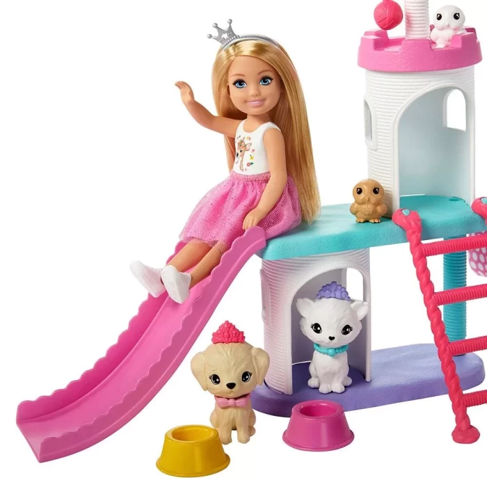 Barbie Prenses Macerası Chelsea Bebek ve Evcil Hayvan Şatosu Oyun