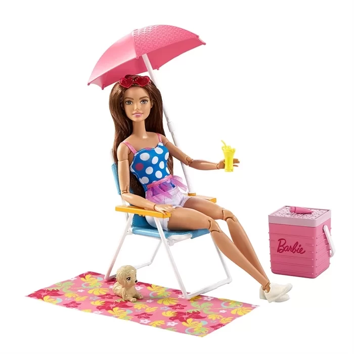 Barbie Açıkhava Dekorasyon Plaj Oyun Seti DVX49