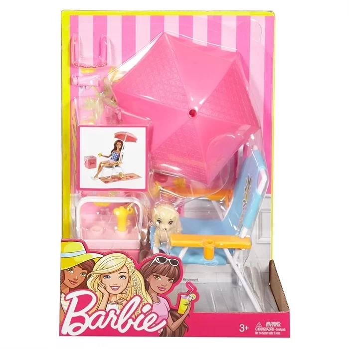 Barbie Açıkhava Dekorasyon Plaj Oyun Seti DVX49