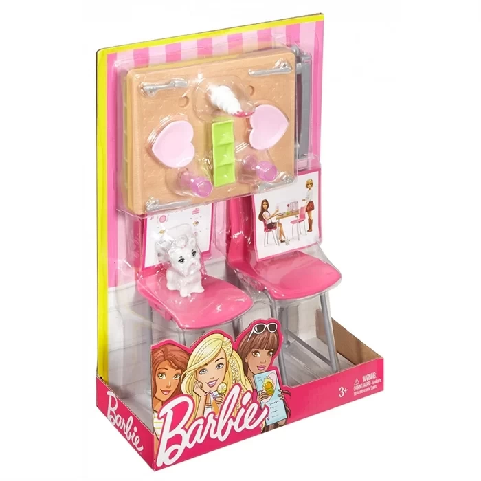 Barbie Ev İçi Dekorasyon Yemek Masası Oyun Seti DVX45