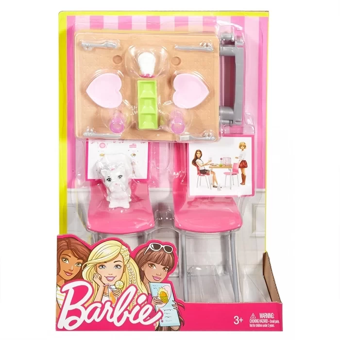 Barbie Ev İçi Dekorasyon Yemek Masası Oyun Seti DVX45