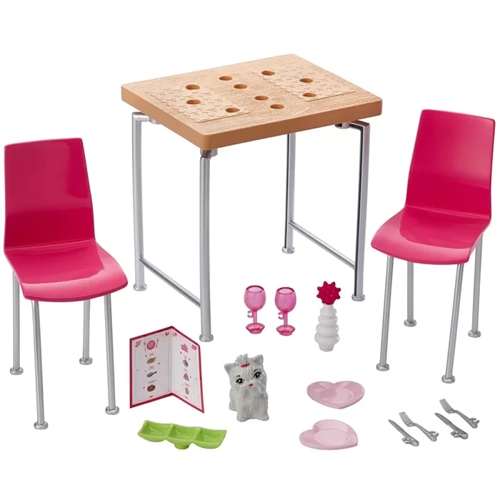 Barbie Ev İçi Dekorasyon Yemek Masası Oyun Seti DVX45