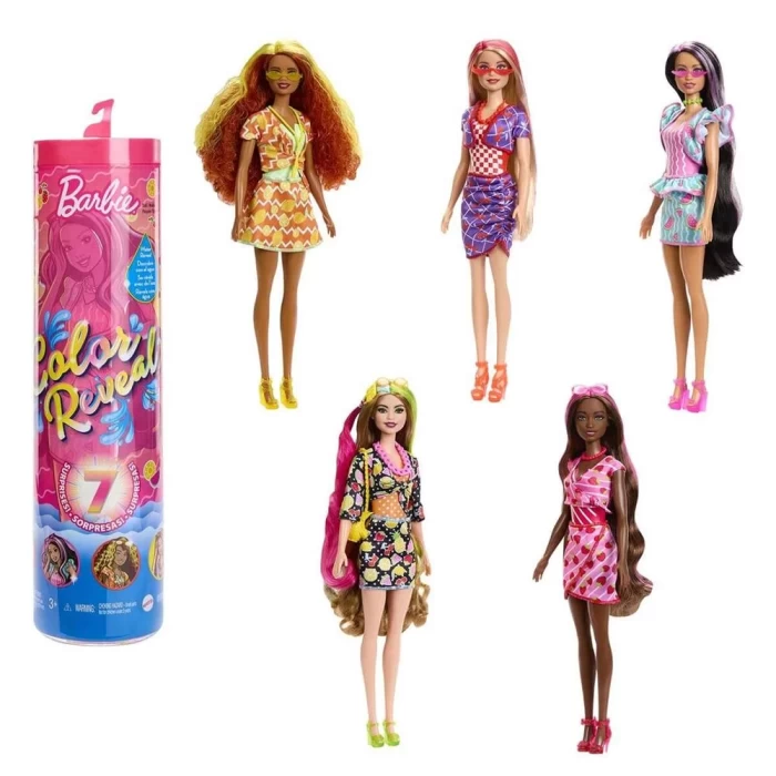 Barbie Color Reveal Meyve Deseni Elbiseli Bebekler HJX49