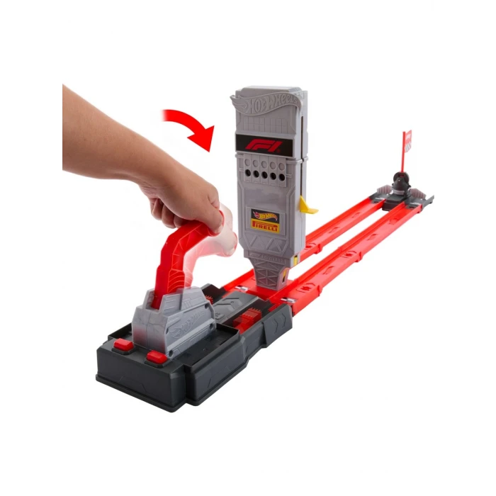 Hot Wheels Yarışları™ Formula 1® Hızlı Başlangıç Pist Seti ve 1:64 Ölçekli 2 Metal F1 Arabası JKM88