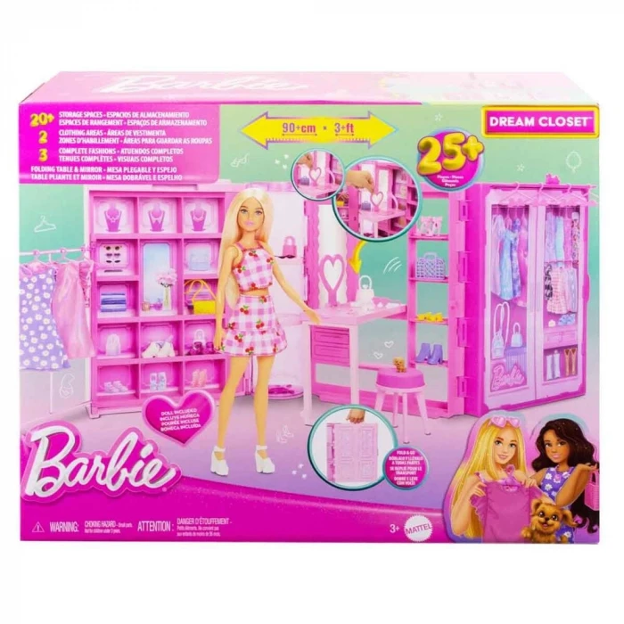 Barbienin Rüya Gardırobu ve Bebek Oyun Seti HXD58