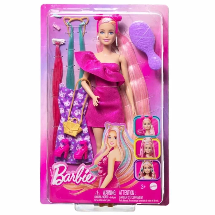 Barbie Upuzun Muhteşem Pembe Saçlı Bebek JDC85