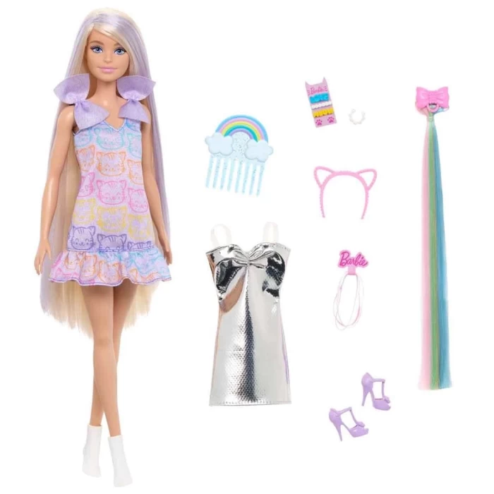 Barbie Upuzun Muhteşem Saçlı Bebek Saç Tasarım Oyun Seti JCT72