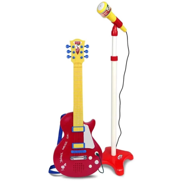 Bontempi Ayaklı Mikrofonlu Kırmızı Elektronik Çocuk Rock Gitarı